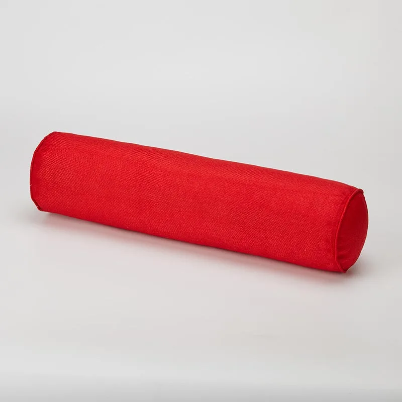 red Round Lumber Cushion Pillow Removable Washable Bed Roll Cushions Back Head Support Pillow Travel Cotton Linen Cushion Home Decor - Цвет: red