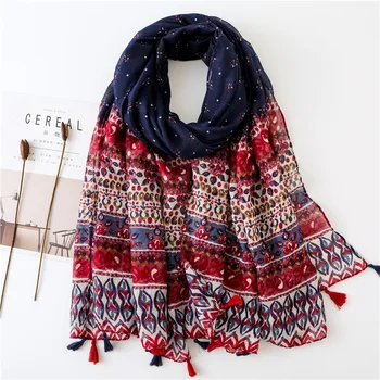 

2020 Luxury Lady cotton material scarf Autumn and winter warm New style Cotton Fashion silk scarves women's Print beach shawl