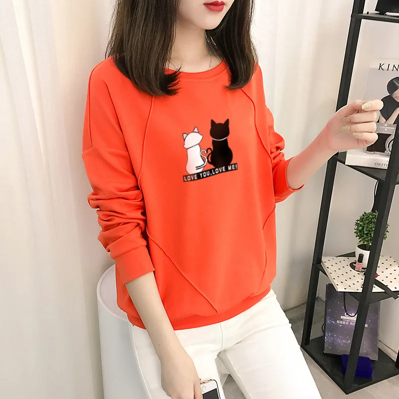 Cotton sweater with early autumn tide ladies Korean version of the thin section loose 2020 new fashion shirt casual sportswear