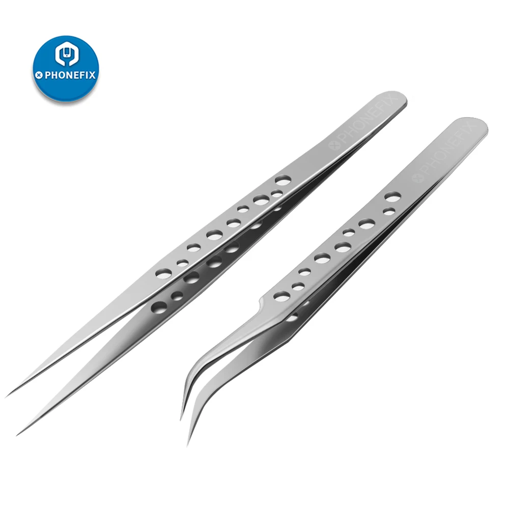 

Electronics Industrial Tweezers Anti-static Curved Straight Tips Precision PCB soldering tweezers for Phone Repair Tools