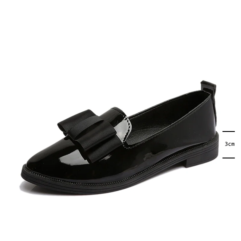 Classic Brand Shoes Woman Casual Pointed Toe Solid Black Leather Oxford Shoes for Women Flats Comfortable Slip on Women Shoes