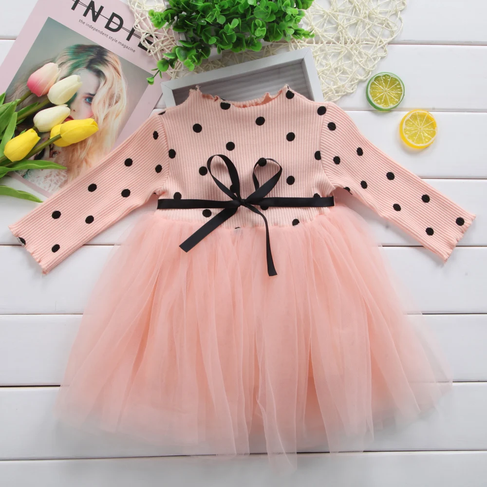 Baby Girls Spring Winter Long Sleeve Tutu Lace Dresses Infantil Newborn 1st Birthday Party Clothes Christening Gown Casual Wear