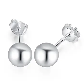 

S925 Sterling Silver Stud Earrings Classic Boutique Popular Luxury Simple Glossy Round Balls Wild Girl Earrings