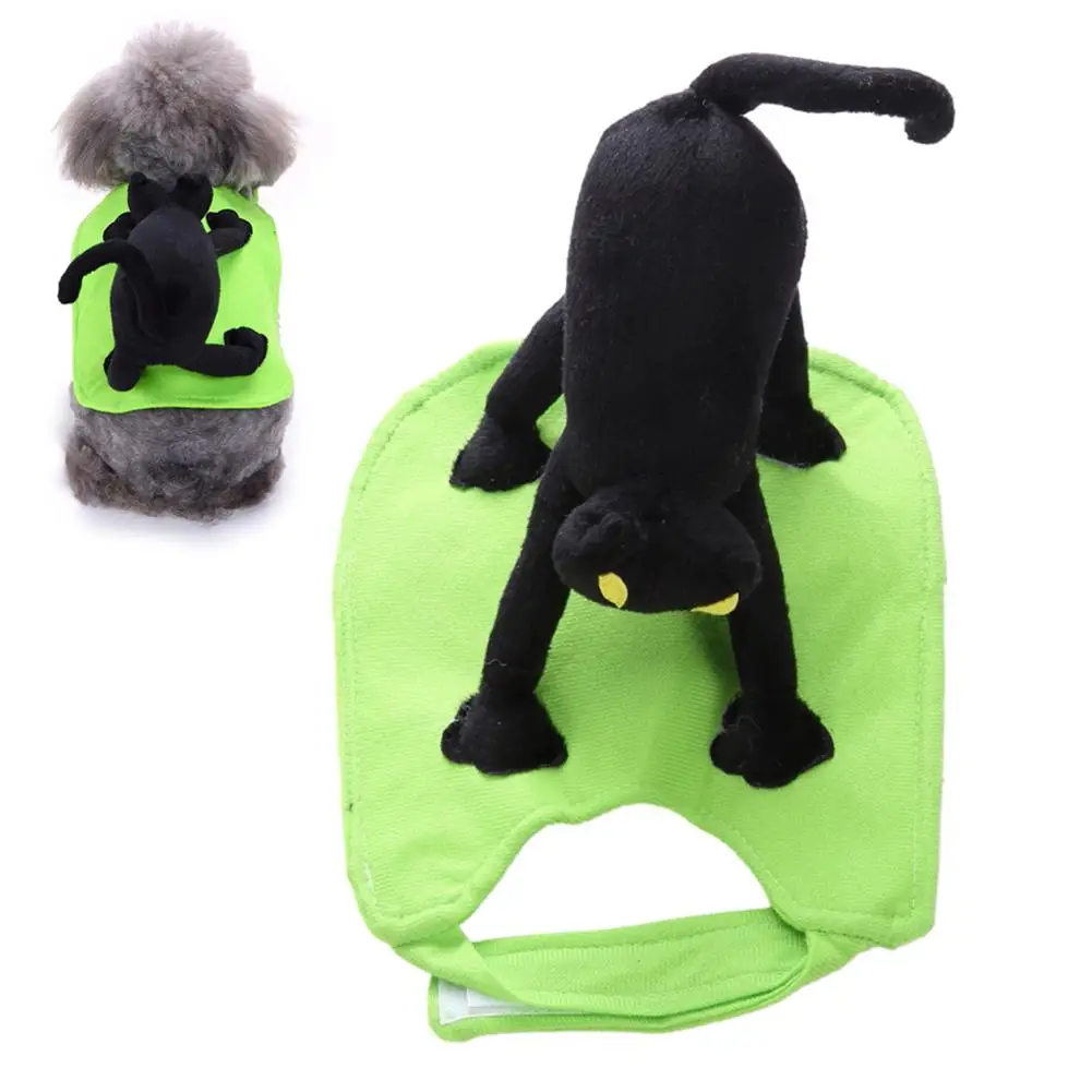 

Funny Winter Halloween Cat Rider Pet Dog Funny Clothes Costume T-shirt Apparel Coat Halloween Decoration