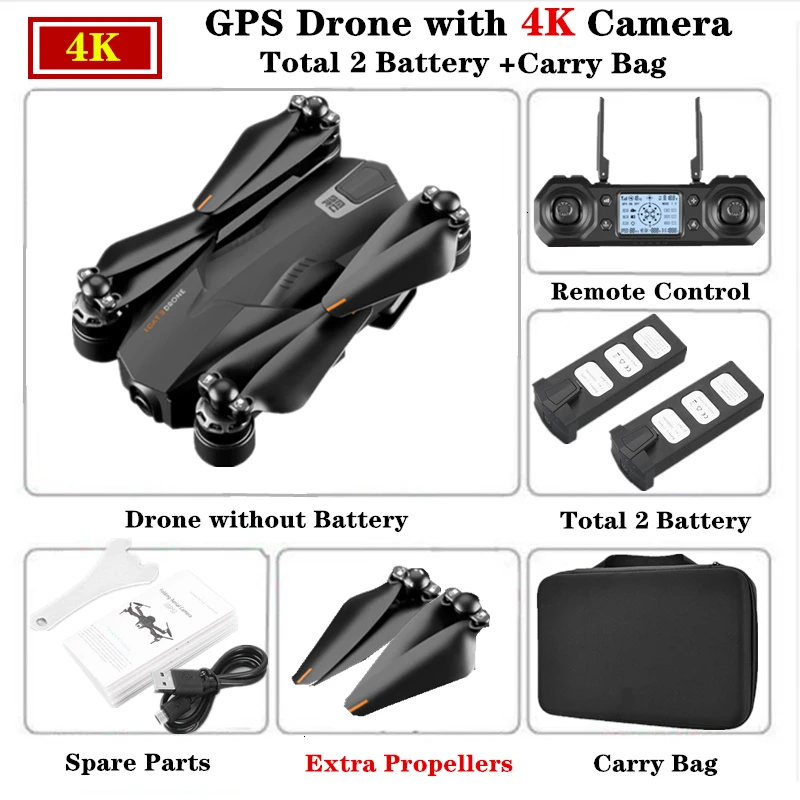 Gps Дрон с 5G wifi FPV 4K HD камерой Профессиональный бесщеточный Квадрокоптер с ESC камерой 28 минут время полета VS F11 SG906 Дрон - Цвет: 4k Carry Bag 2B