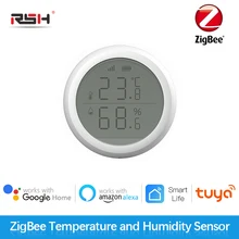 

RSH Tuya Smart Home ZigBee Temperature And Humidity Sensor Indoor Hygrometer Thermometer With LED Screen Works With Alexa Google