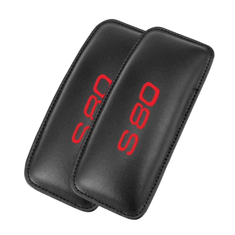 Car Seat Accessories Car Knee Pad for Volvo S80 Thigh Support Leather Pillow Universal Interior Soft Cushion - Color Name: BLACK red 2pcs