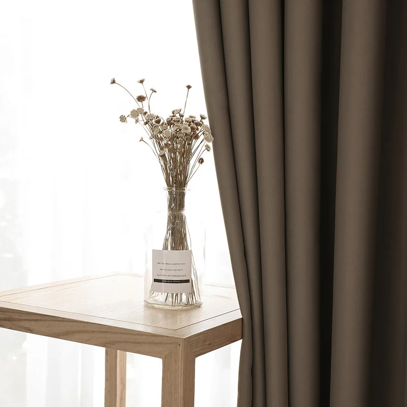 

High Shading Thermal Insulated Blackout Curtains for Living Room Bedroom Black Grey Simple Thick Window Curtain Treatment