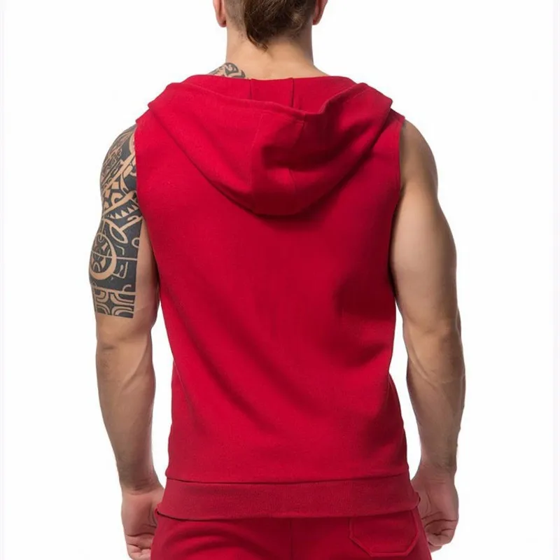 New Mens Cotton Hoodie Sweatshirts Gyms Fitness Clothes Bodybuilding Tank Top Men Sleeveless Sportswear Tees Shirt Casual Vest
