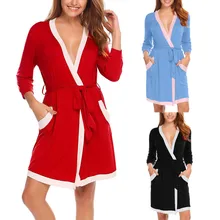 Домашняя одежда, женское кимоно, легкий халат, мягкая одежда для сна, женская домашняя одежда с v-образным вырезом, пижамный комплект с длинными рукавами# G4