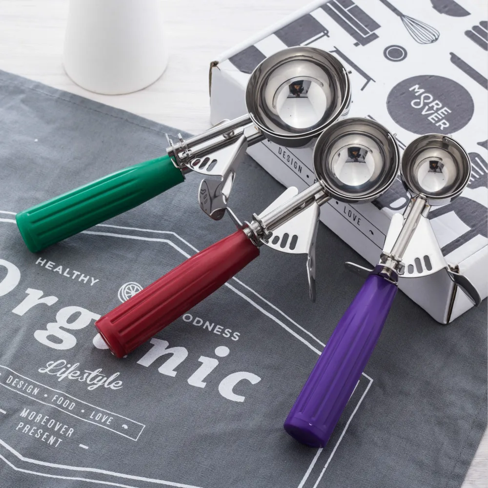 Stainless Steel Ice Cream Scoop Tool cookie scoop Icecream Spoon Kitchen Gadgets Sticks Mashed Potatoes Watermelon Spoon 1P