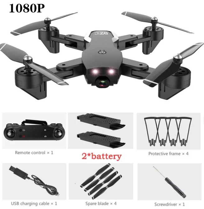 L107 Дрон 4K 2,4G wifi FPV с широкоугольным двойным HD Вертолет камеры игрушка 20 минут долгое время полета складной портативный - Цвет: Black 1080P 2B