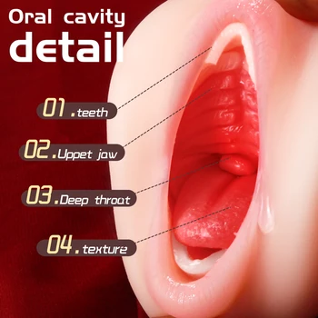 Realistic Throat Oral With Tongue Male Penis Masturbators Vagina Anal Blowjob Toy for Adult Men Pussy Pocket Erotic Sex Machine