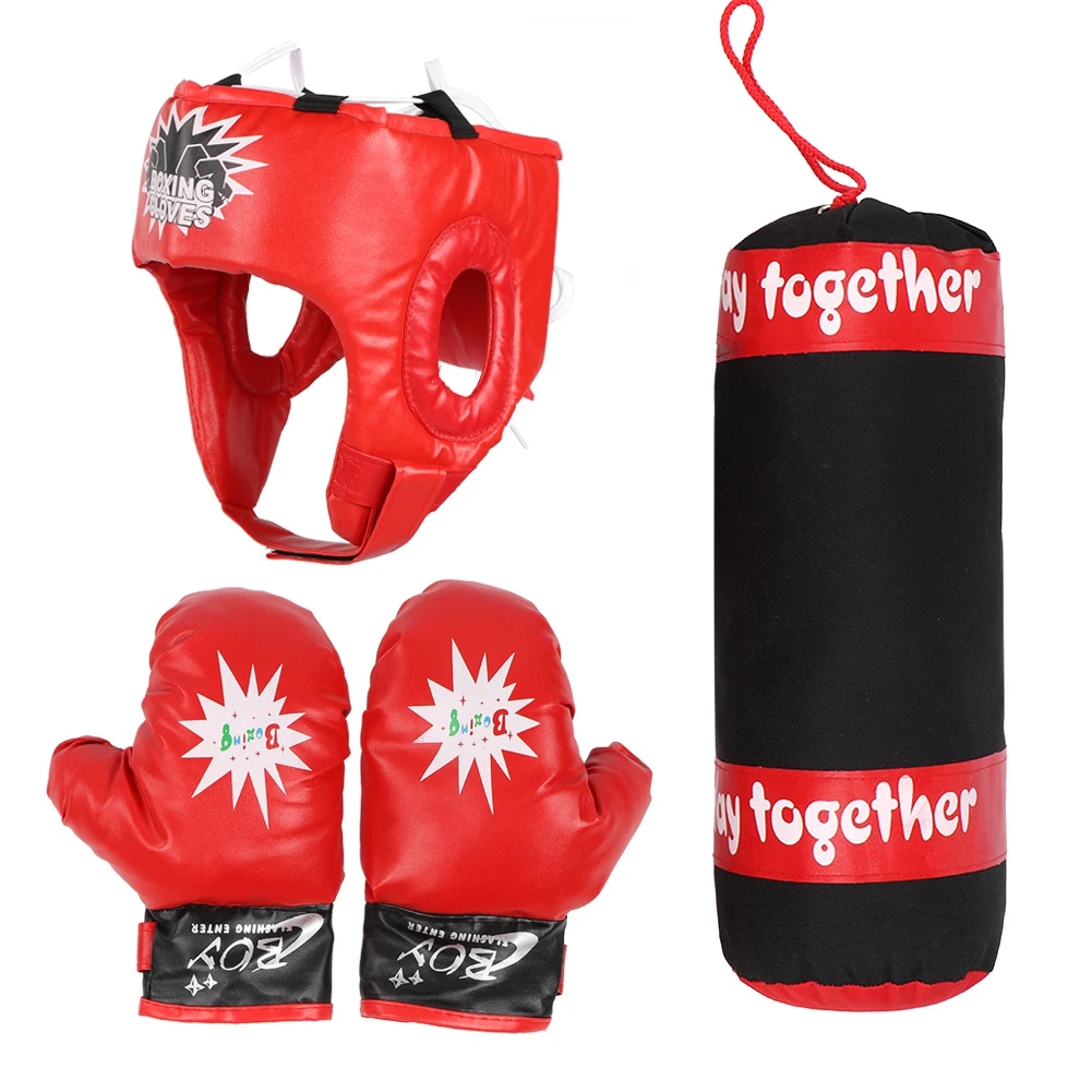Детские Висячие бои тренировочные перчатки для бокса шлем Детский Пробивной мешок набор детский тренировочный спортивный комплект для фитнеса