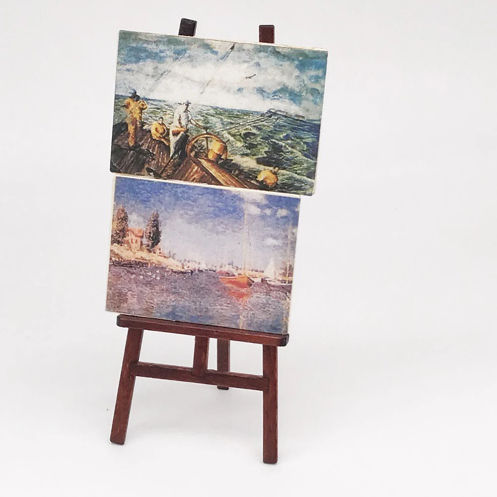 1/12 Doll House Paintbox Painting Easel Palette Miniature Art Room Scene Decor Home Furniture Miniature Figurines