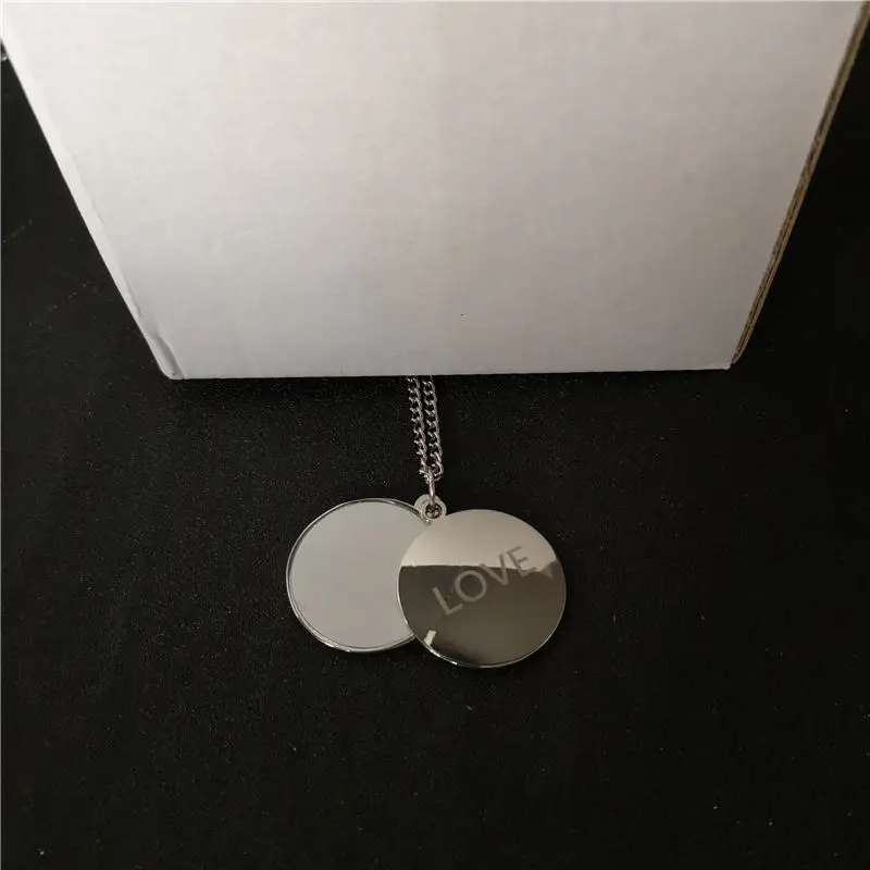 sublimation blank heart round  locket photo necklaces pendants Valentines Day gift hot tranfer printing consumable 15pcs/lot 2