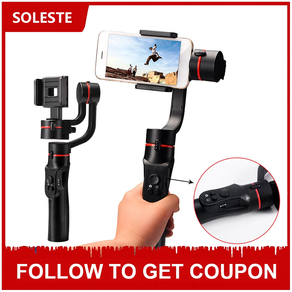 

SOLESTE H2 Gimbal Stabilizer Phone Three-Axis Photography Anti-shake Smartphone USB Charing Selfie Travel Handheld Gimbal Video