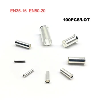 

100pcs Copper tube bare cord end terminal Electrical crimp naked terminal wire connector EN35-16 EN50-20 cable ferrules 2-1/0AWG