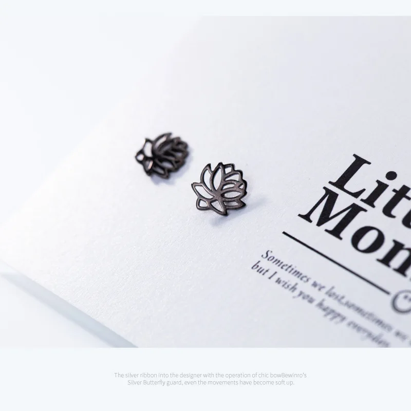Trusta 925 пробы серебряные женские ювелирные изделия Модные милые миниатюрные черные полые серьги-гвоздики в виде цветка для дочери подарок для девочек DS228