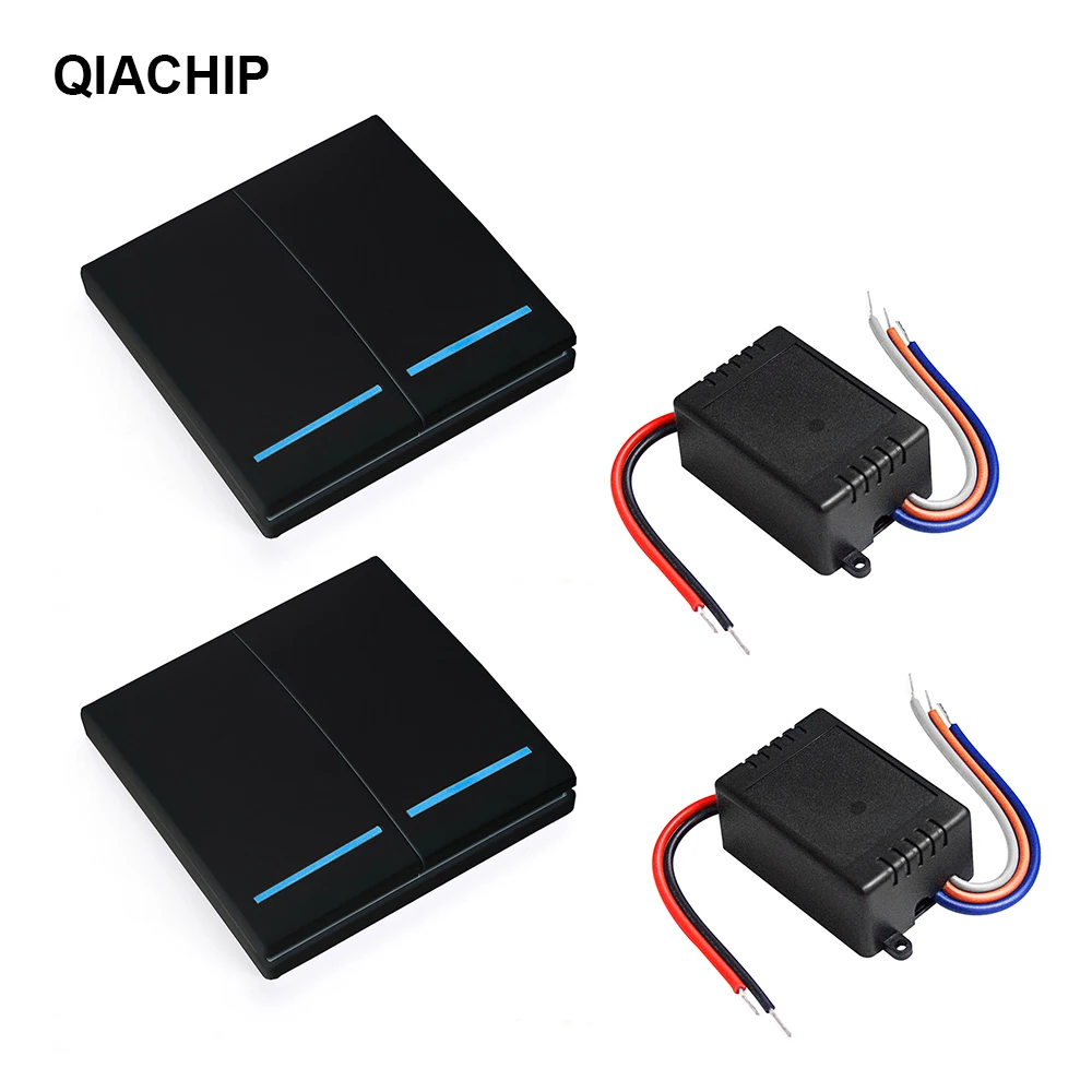 2 RC and 2 Receiver QIACHIP 433 МГц Универсальный вкл/выкл DC 12 В 24 В светильник цифровой RF пульт дистанционного управления Модуль приемника 86 настенный панельный передатчик - Цвет: 2 RC and 2 Receiver