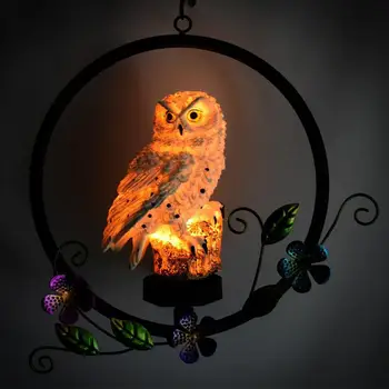 

Solar Light Fake Owl Circle Flower Hanging Lamp Waterproof Outdoor Courtyard Path Yard Garden Lamp