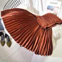 Весенняя женская длинная Плиссированная юбка с высокой талией Женская длинная юбка Женская Осенняя Высококачественная Женская Макси юбка винтажная Saia