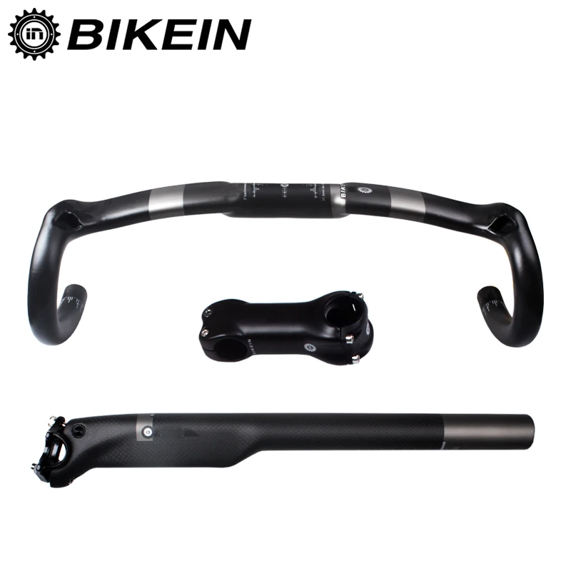 

BIKEIN Breaking Wind Handlebar Set Full Carbon Fibre High Quality Handlebars Road Bicycle Seatpost Cycling Bike Stem 31.8mm 565g