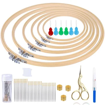

Embroidery Hoops,6 Pcs Cross Stitch Hoop Sets,Embroidery Frame with 30 Pcs Embroidery Needle Large Eye Stitching Needles