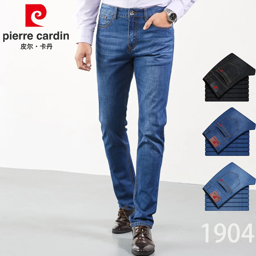 Новые продукты подлинный продукт Pierre Cardin джинсы мужская одежда Прямые зауженные женские мужские брюки эластичные мужские джинсы