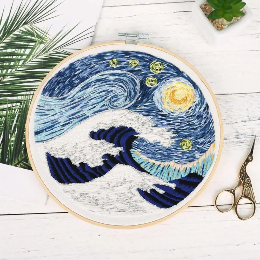Embroidery Kit for Beginners Adults Cross Stitch Patterns Starter Kits Embroidery Hoop Color Floss Kit