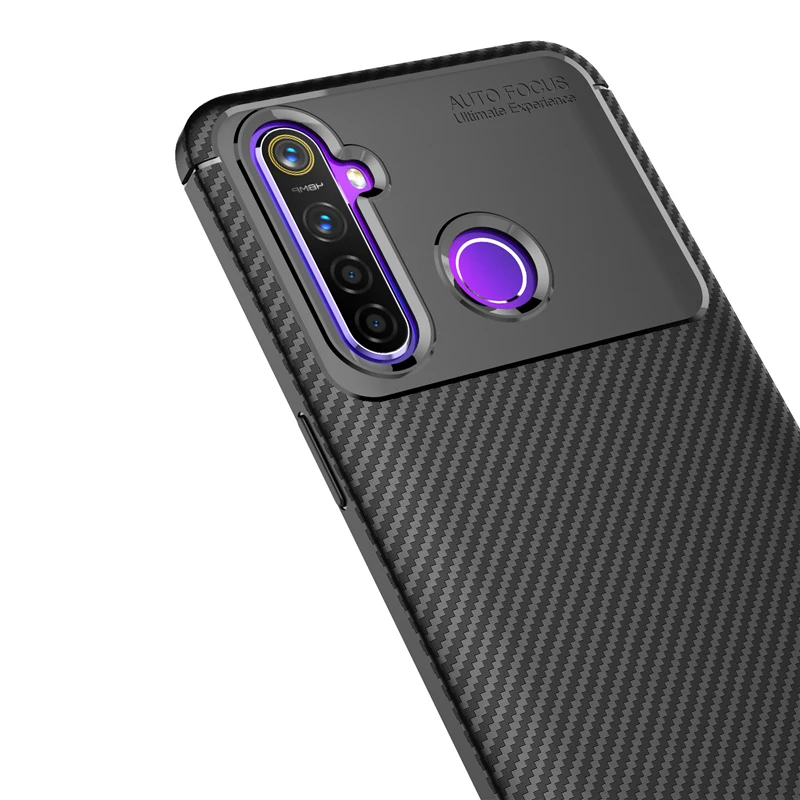 Чехол для Realme 5 Pro роскошный чехол из волокнистой кожи деловой ТПУ и силикона