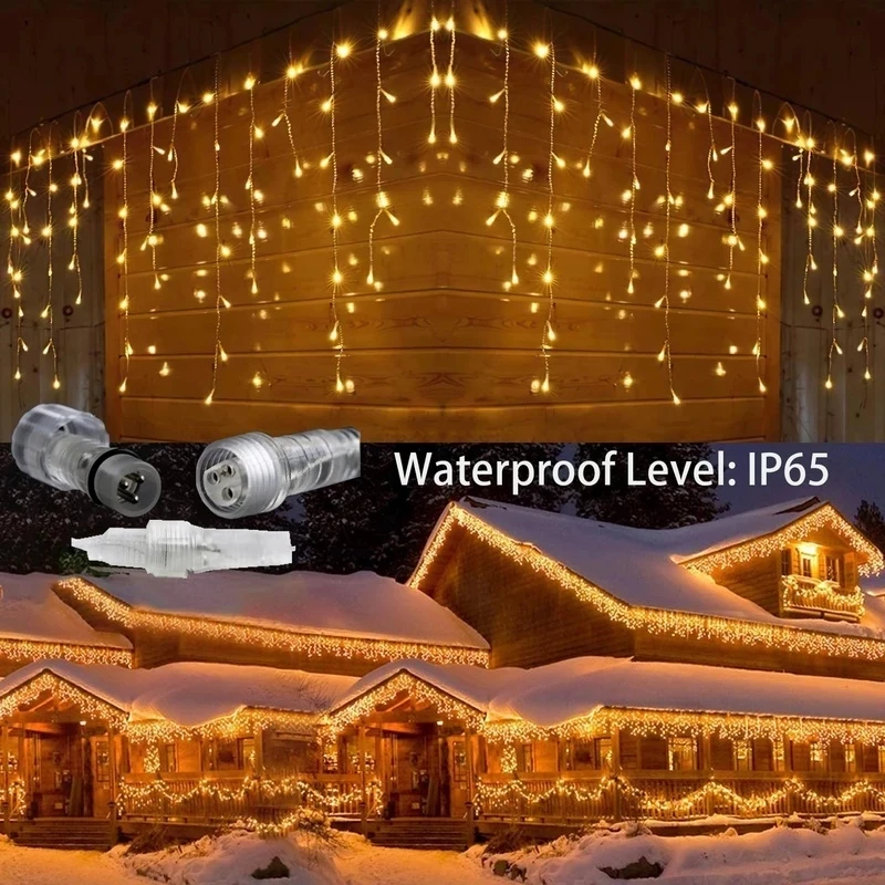 

Street Garland Curtains Icicle Lights Droop 0.6 Festoon Lights Christmas Decorations on The Home Eaves Ornaments EU Plug 220V