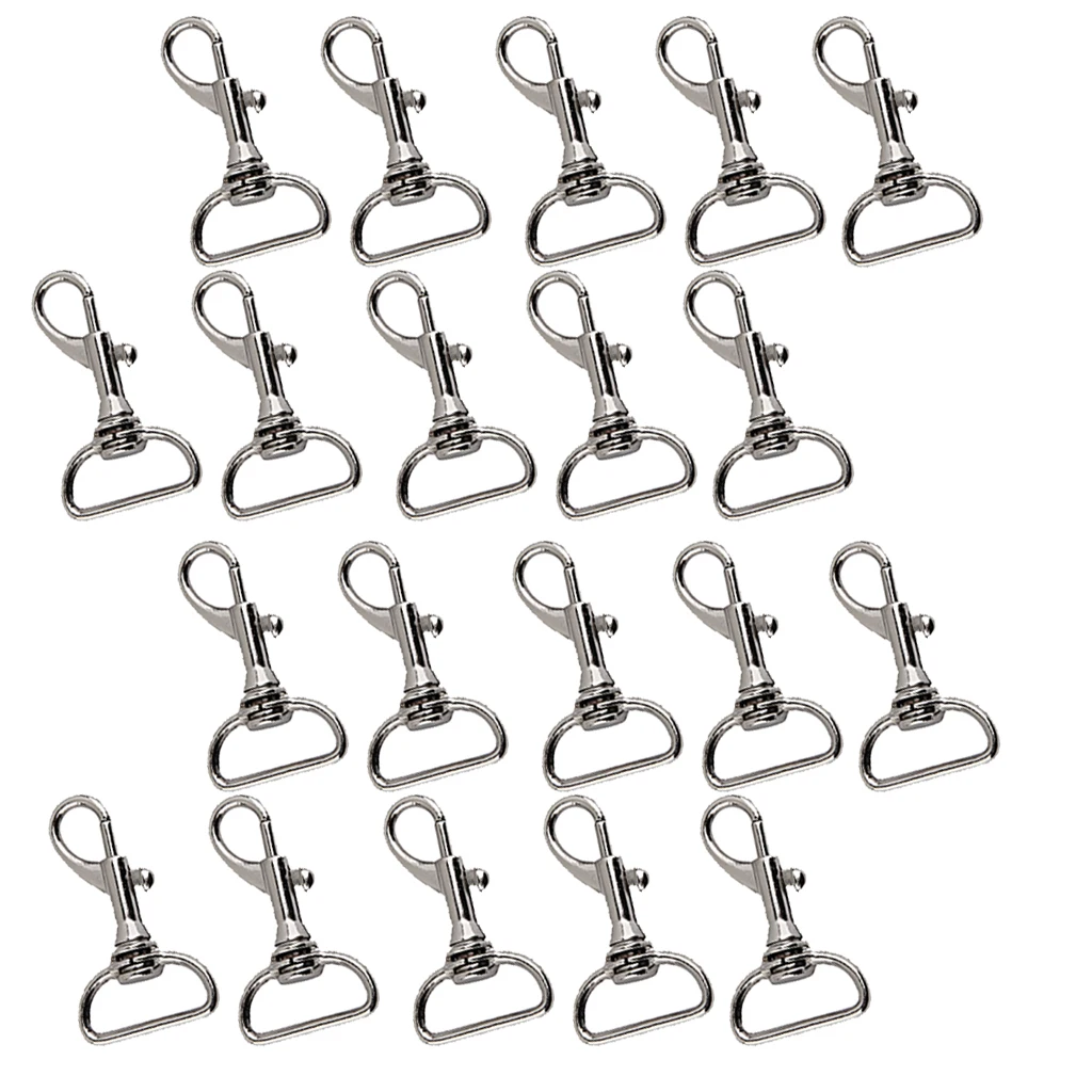 20x 19mm Strap Metal Silver Swivel Trigger Clips Lobster Claw Clasps Keyring