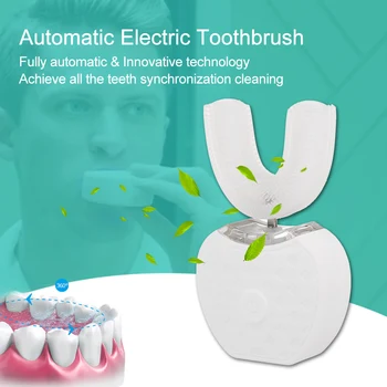 

1 pcs Automatic Electric Toothbrush Cold Light Whitening Full Brushing Wireless Charging with U Type Toothbrush