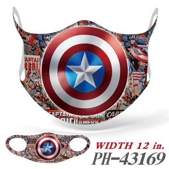 

Superhero Cartoon Print Face Protective Mask Children Adults Reuse Washable Anti-Pollution Mouth Mask Fabric Cute Elastic Masks