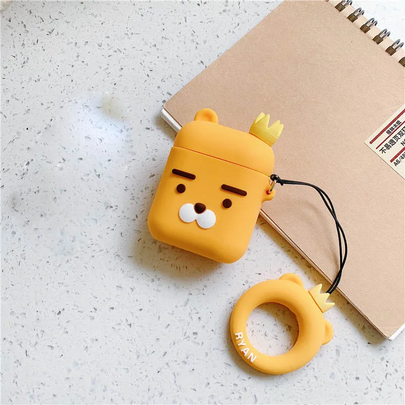 Crown lion Для AirPod 2 Чехол 3D морковь лук кролик лев мультфильм мягкий силиконовый наушник Чехлы для Apple Airpods чехол милый чехол Funda - Цвет: Crown lion
