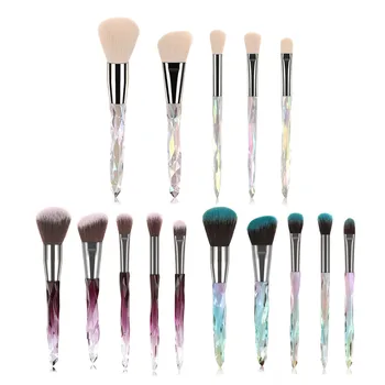 

5Pcs Transparent Crystal Makeup Brushes Set Cosmetic Blush Powder Foundation Brush Eye Shadow Lip Eyebrow Diamond Make Up Kit