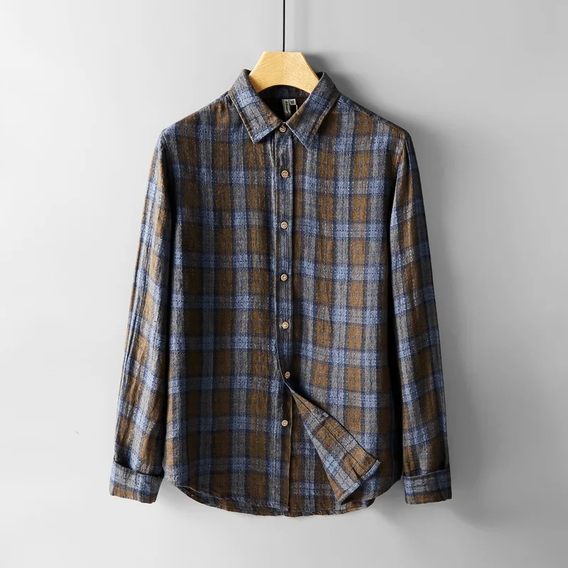 

2019 Autumn retro long sleeve casual linen shirt men brand fashion shirts male flax shirt for men comfortable shirts mens camisa