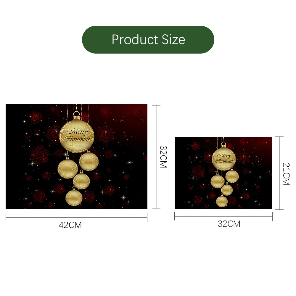 SEAAN Dark Christmas Decor Tableware Durable Dinner Table Placemat Tea Party Kitchen Accessories Bowl Cup Pads Drink Coasters