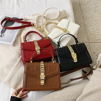 

PU Leather Women Handbags Female Casual Totes Alligator Print Ladies Shoulder Messenger Bags White Black Crossbody Bag