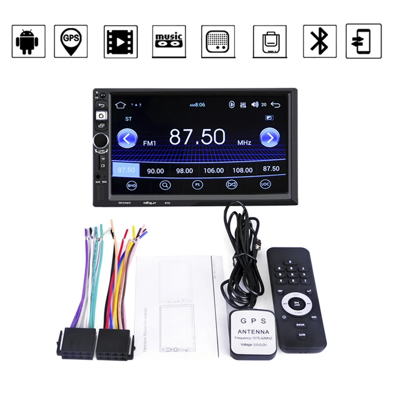 

7Inch Car Radio Car Stereo Radio Mp5 2 Din Bluetooth Handsfree Navigation for Android Hd 8703