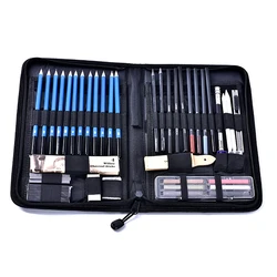 Kit de crayons de dessin professionnels portables, 48 pièces/ensemble, avec stylo à charbon Graphite EM88 