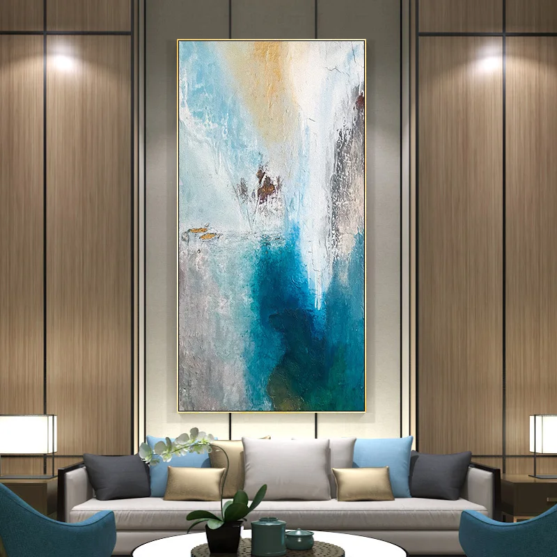 

Post-modern Hand-Painted Corridor Hallway Decorative Painting Abstract Restaurant Entrance Light Luxury Hanging Painting Model R