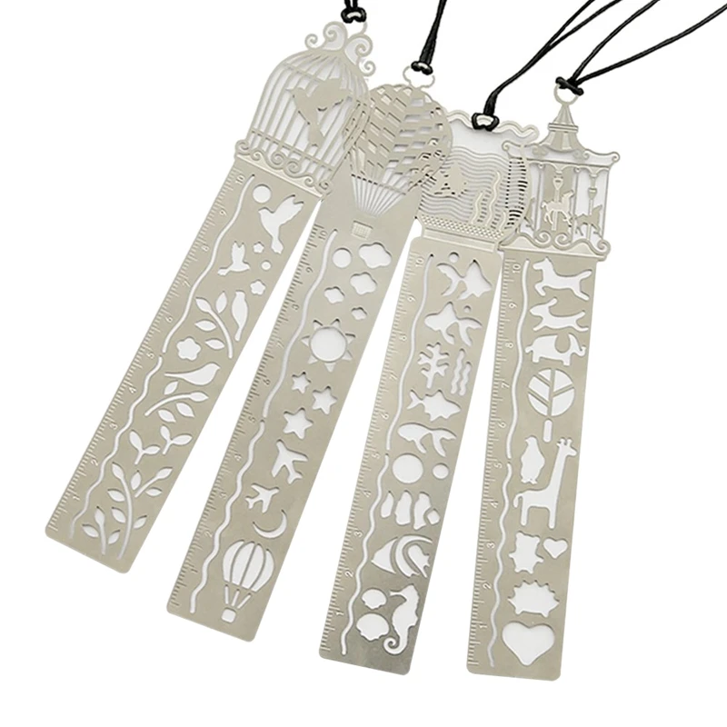 

Iron Bookmark Ruler Set Of 4 Hollow Cute Drawing Template Painting Stencil for Art Craft Diy Great Gift for Kids Students