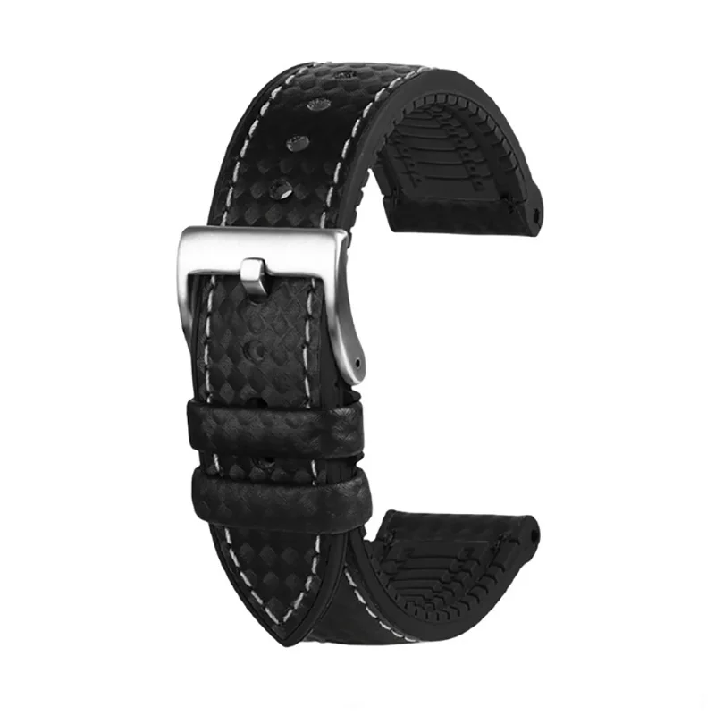 Correa de caucho de fibra de carbono para reloj Fossil de 20 mm y 22 mm con cierre de acero inoxidable y cadena deportiva resistente al agua para reloj Mido T-issot