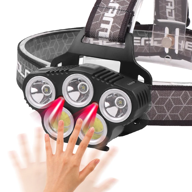 

Powerful 5 Led Headlight Headlamp Head Flashlight Lamp Torch Light for Fishing Micro USB Rechargeable Built in Battery Litwod