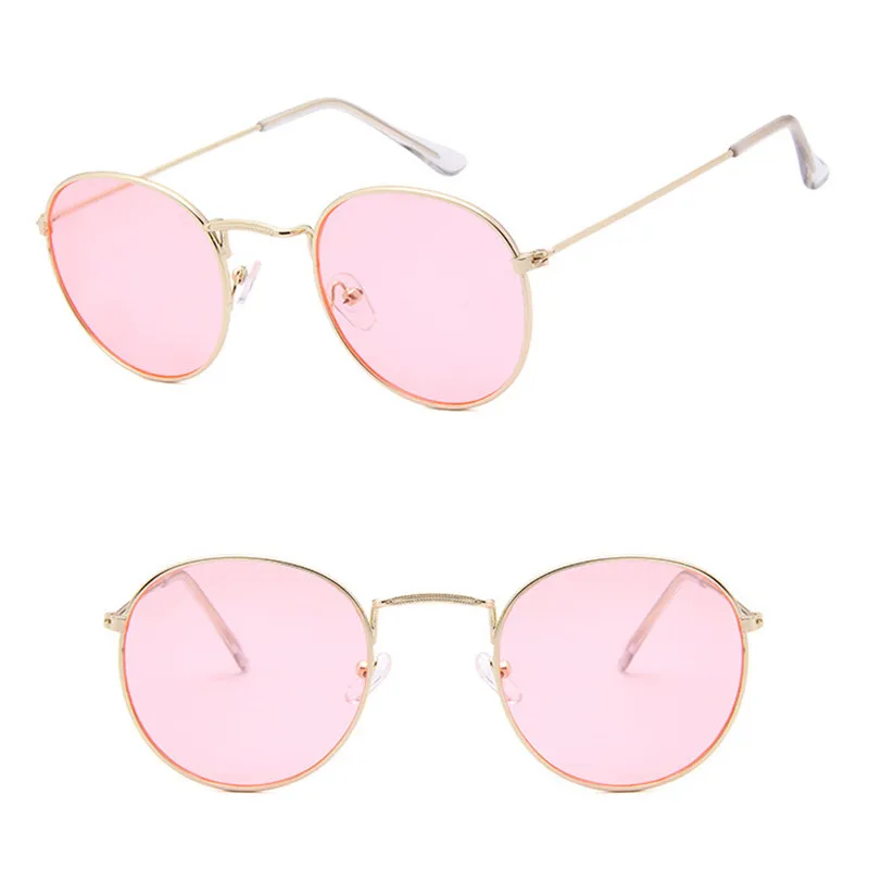RBRARE классический сплав маленькая оправа Светоотражающие женские очки линзы солнцезащитные очки винтажная металлическая оправа Oculos Feminino розовое зеркало - Цвет линз: Gold T-Pink