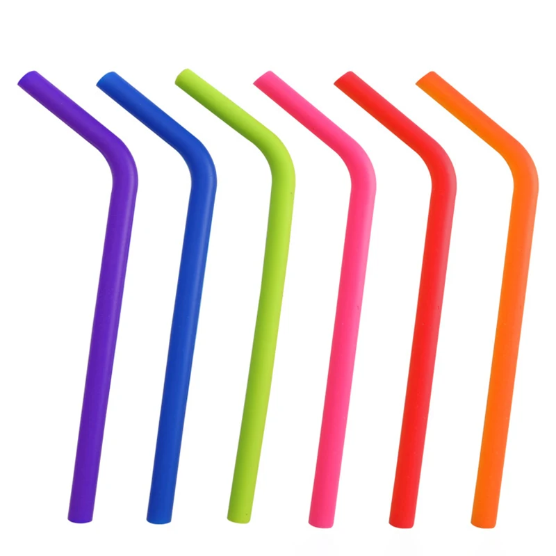 Pailles réutilisables en Silicone, pailles souples de grande taille-6 pièces