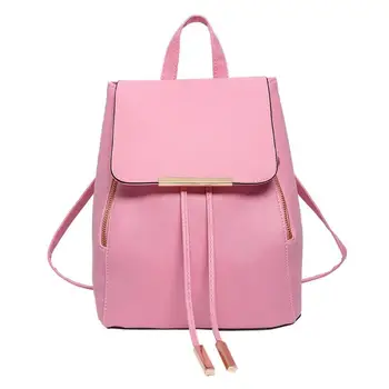 

Fashion Women Rucksack Preppy Style Girls Leisure Solid Backpack Bookbag PU Leather Travel Shoulder Bag Bolsas Mochila Knapsack