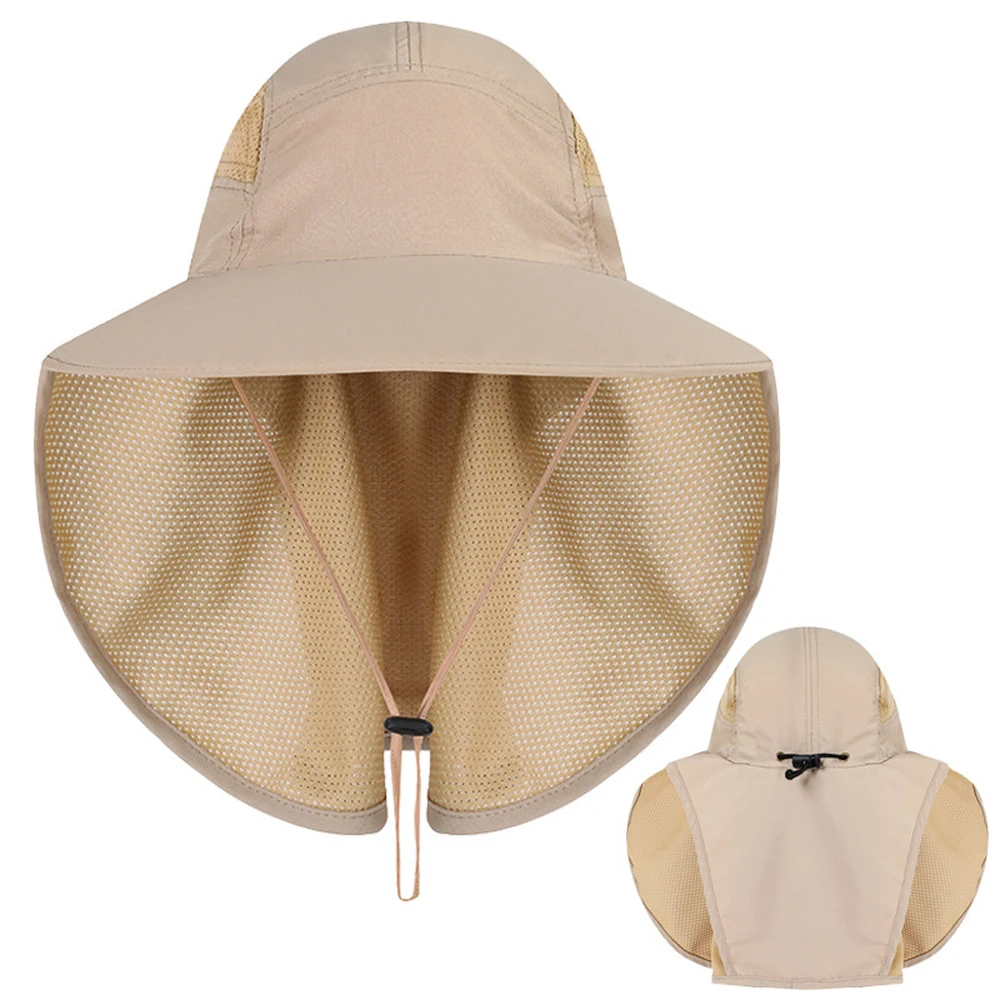 Men Women Outdoor Sports Fishing Hat Hiking UV Protection Face Neck Sun Cap Solid Casual Bucket Hats